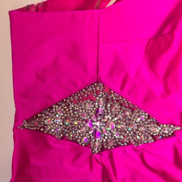 Faviana Pink One-Shoulder Bishop Sleeve Bodycon Dress size 8 (I) - Picture 8 of 10